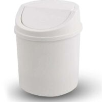 Mini Poubelle avec Couvercle, Poubelle de Table, Petite Poubelle en Plastique, Blanc