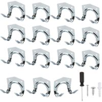 15 Pack Heavy Duty Multi Tool Hooks for Home & Garage Storage - Non Slip Wall Mount Double Hooks for Warehouse Garage Shed Garden Tools