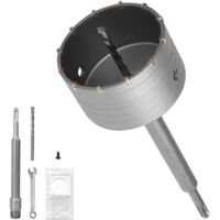100mm Scie Cloche Beton, avec 220mm Rallonge SDS PLUS et Foret de Centrage, Carotteuse Beton, Trépan Béton Multi Matériaux, Scie Cloche pour Maçonnerie Pierres, Ciment, Brique