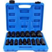 Coffret Douille Poids Lourd, Douilles pour cle a Choc, Douille Choc Longue, Douilles a Chocs de 16 Pièces 1/2"pouce, Coffret Douille Choc pour la Réparation et L'entretien des Véhicules à Moteur