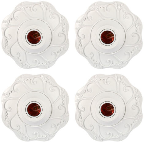 CILIA 4 Pezzi Portalampada E27 Vintage da Soffitto - Base Decorativa a Fiore (Rosone) - Supporto Lampada E26/E27 in Plastica Stile Retrò - Per Salotto, Camera, Corridoio - Colore: Oro/Argento/Bianco