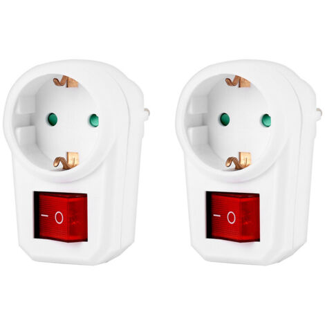 CILIA 2 Pezzi Adattatore Presa Schuko con Interruttore Luminoso ON/OFF, Spina 16A 230V, Max 3500W, Adattatore Spina 1 Posto, Presa Tedesca per Casa e Ufficio, Bianco