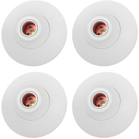 CILIA 4 Pezzi Portalampada E27 da Soffitto e Parete - Supporto Lampada Base E26/E27 - Installazione Facile (Montaggio a Superficie), 4A 230V, Ideale per Garage, Corridoio, Cantina Colore Bianco/Nero