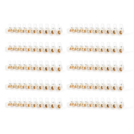 CILIA 100x Morsetti Elettrici 4mm², Mammut in Stecche da 10 Poli (Totale 10 Barrette), Connettori a Vite Trasparenti, Morsettiera Isolante per Cavi Elettrici, Tagliabile (1/5)