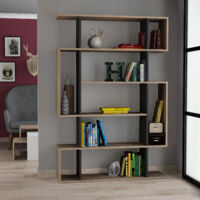 Decortie Mito Modern Bookcase Display Unit Stylish Storage Solution Chêne Anthracite Gris Tall 161cm