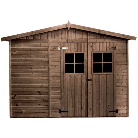 Abri de jardin en bois traité, 298x298, ep 19mm, INT007, surface utile 8.29m² (1/3)