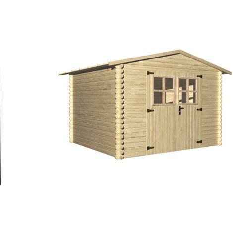 Abri de jardin en bois brut, 298x298, ep 19mm, surface utile 7.62m² INT019 (1/4)