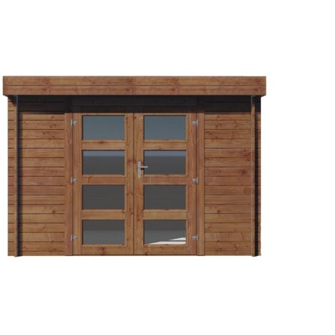 Abri de jardin en bois trait, 298x298, ep 28 mm, surface utile 7.5m², INT024 (1/4)
