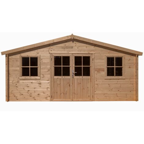 Abri de jardin bois, ep 28mm, 480x400, surface utile 17.35m², INT048 (1/4)