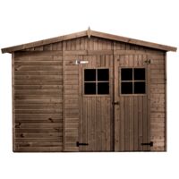 Abri de jardin en bois traité, 298x298, ep 19mm, INT007, surface utile 8.29m²