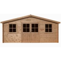 Abri de jardin bois, ep 28mm, 480x400, surface utile 17.35m², INT048