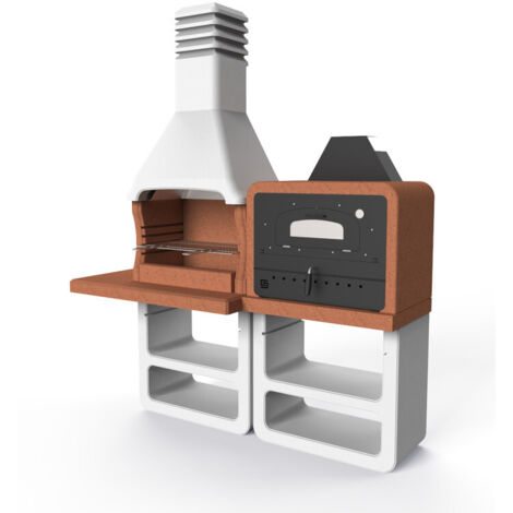 Barbecue charbon PORTOFINO avec four en acier inoxydable – Grille chromée réglable à 3 hauteurs – Système de foyer SAFE GRILL