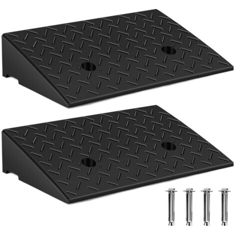 TolleTour 2x Bordsteinrampe Gummi Auffahrrampen Schwellenrampe Tragbar Rollstuhlrampe 49x30x11cm Rutschfest für Rollator Rollstuhl