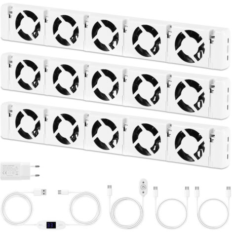 TolleTour Heizkörperverstärker-Triple set Fünf Windlöcher -Temperature adjustable Geeignet für eine Länge von 200-300 cm Radiator-ventilator