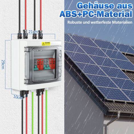 PV-Überspannungsschutz 4 Strings – Solar-Anschlusskasten 40A/1000V DC Trennschalter, IP65, Blitzschutz & Leitungsschutz