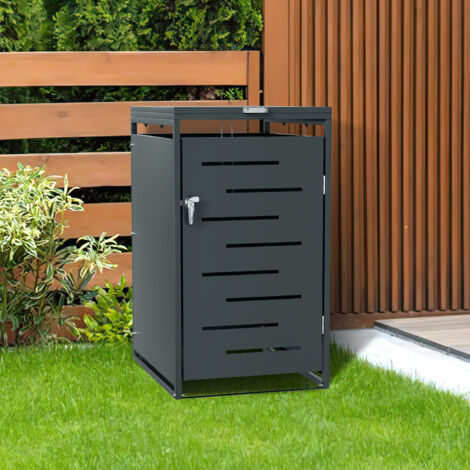 TolleTour Mülltonnenbox aus Edelstahl für 120L und 240L Mülltonnen, wetterfeste Mülltonnenverkleidung mit Gasdruckdeckel und Lüftung für Garten und Außenbereich