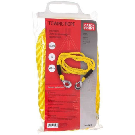 CABLE DE REMORQUAGE AVEC CROCHETS DE SECURITE 3MX18MM 5000KG MAX CARPOINT