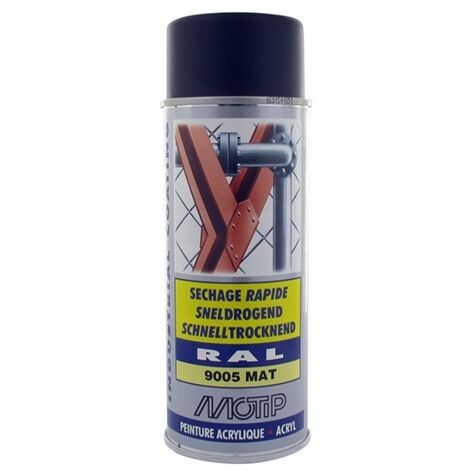 PEINTURE SECHAGE RAPIDE RAL ACRYL RAL9005 MAT AEROSOL 400ML MOTIP