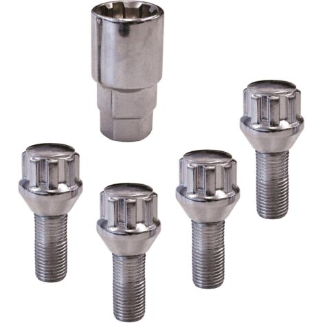 Vis antivol conique M12x1.25x26mm – Lot de 4 écrous de roue – Système de verrouillage avec clé spéciale – Protection contre le vol – Carpoint (1/3)