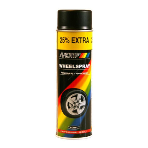 Peinture jantes noir brillant 400 ml – Excellent pouvoir couvrant – Adhérence optimale pour jantes acier et métaux légers – Motip