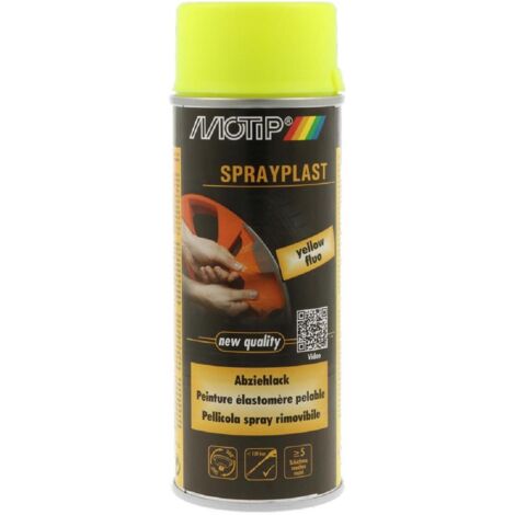 PEINTURE PELABLE ESLASTOMERE SPRAYPLAST JAUNE FLUO AEROSOL 400ML MOTIP