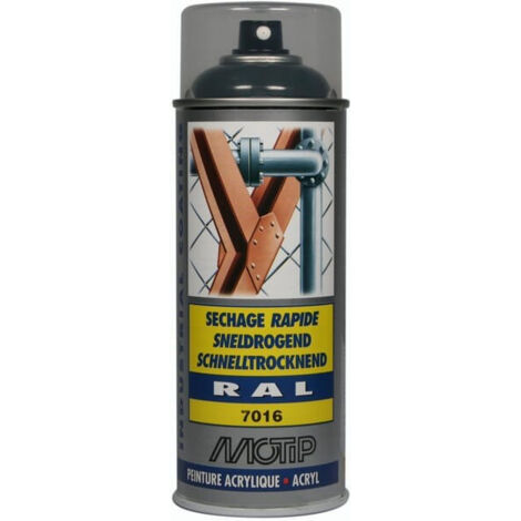 PEINTURE SECHAGE RAPIDE RAL ACRYL RAL7016 BRILLANT AEROSOL 400ML MOTIP (1/3)