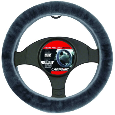 COUVRE VOLANT VERITABLE PEAU DE MOUTON ANTHRACITE Ø37 39CM (1/2)