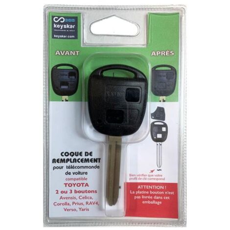 COQUE CLE ADAPTABLE POUR TOYOTA 3 BOUTONS LAMES CRANTEE KEYSKAR