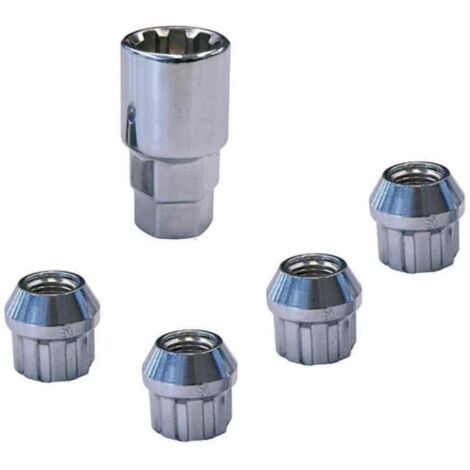 Lot de 4 écrous antivol de roue M12x150 – Modèle F conique – Système de verrouillage avec clé spéciale – Protection renforcée jantes – Carpoint