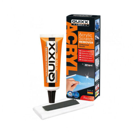 Kit efface rayures acrylique et plexiglas – Produit de polissage Quixx – Chiffon professionnel et papier de verre 1500 inclus