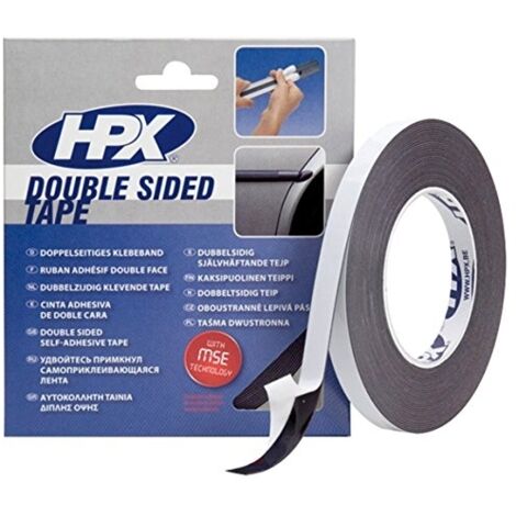 RUBAN ADHÉSIF PE DOUBLE FACE - NOIR 19MM X 10M HPX (1/2)