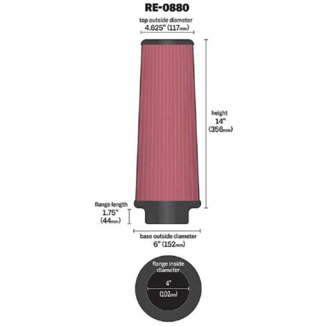 FILTRE A AIR UNIVERSEL K&N RE-0880