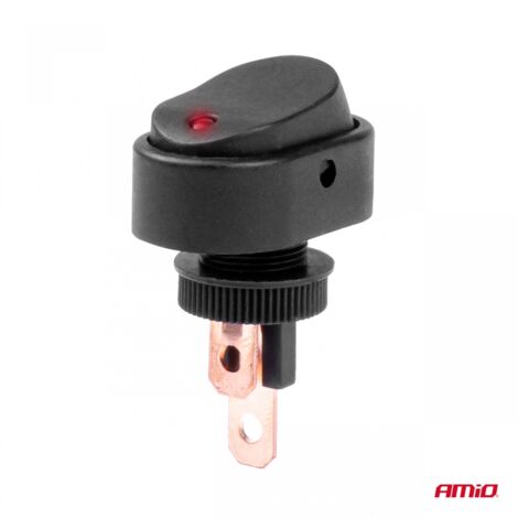 INTERRUPTEUR ELLIPTIQUE AVEC LED ROUGE 12/24V MAX30A ON/OFF AMIO (1/5)