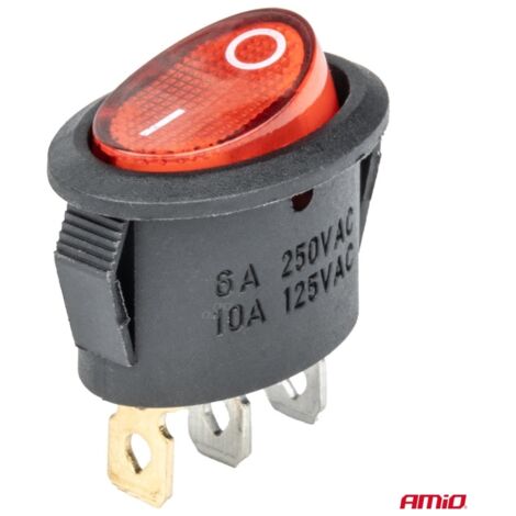 INTERRUPTEUR ELLIPTIQUE 12V/230V (AVEC LUMIERE ROUGE) AMIO (1/4)