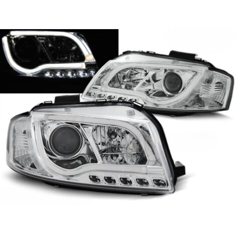 Paire de feux phares Audi A3 8P de 2003 a 2008 Tubelight led LTI chrome-27360988 (1/2)