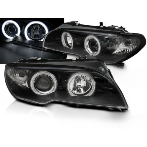 Paire de phares BMW serie 3 E46 Coupe de 2003 a 2006 angel eyes CCFL noir-27361146 (1/4)