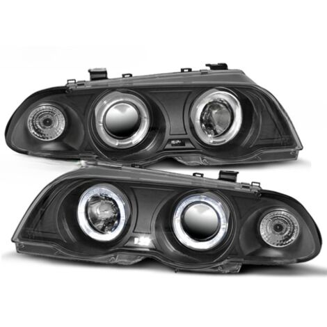 Paire de phares BMW serie 3 E46 Berline de 1998 a 2001 angel eyes noir-27361164 (1/2)