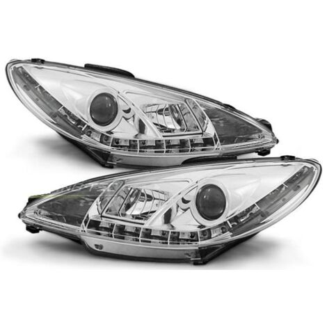 Paire de feux phares Peugeot 206 98-02 Daylight led chrome-27361717