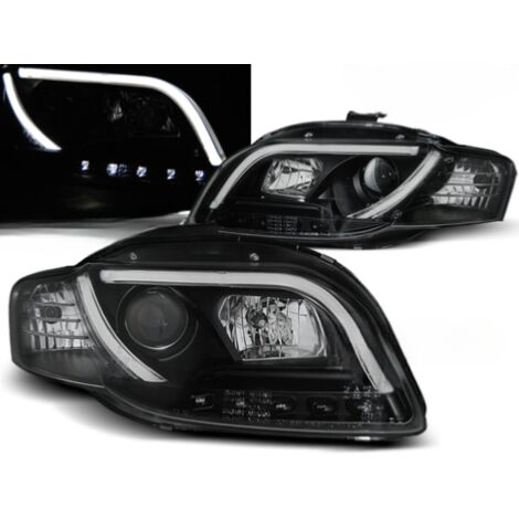 Paire de feux phares Audi A4 B7 de 2004 a 2008 Tube Light led LTI noir-27361041