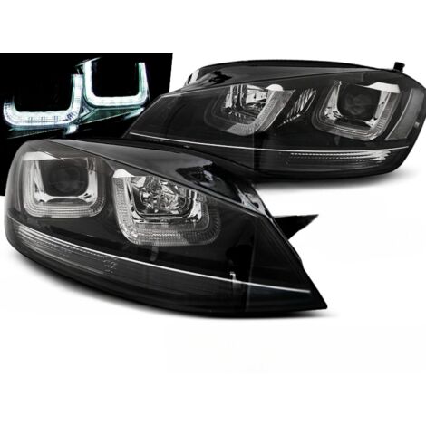Paire feux phares VW Golf 7 de 2012 a 2017 Daylight led U-type DRL noir-ligne noir-27361969