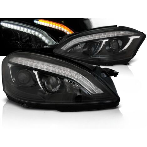 Paire de feux phares Mercedes Classe S W221 de 2005 a 2009 xenon Daylight led noir-27361548 (1/4)