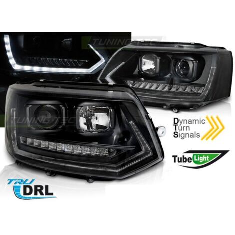 Paire de feux phares VW T5 10-15 Led TubeLight Noir-31771025