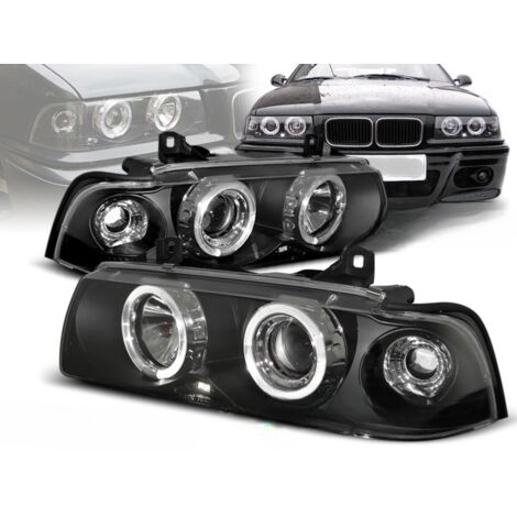 Paire de feux phares BMW serie 3 E36 berline de 1990 a 1999 angel eyes noir-27361133