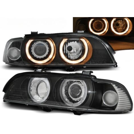 Paire de feux phares BMW serie 5 E39 de 1995 a 2000 xenon angel eyes noir-27361210 (1/2)