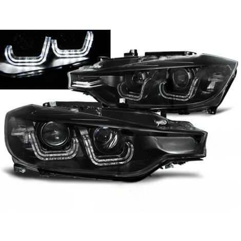 Paire de feux phares BMW serie 3 F30 / F31 de 2011 a 2015 U-led bar DRL noir-27361191 (1/3)