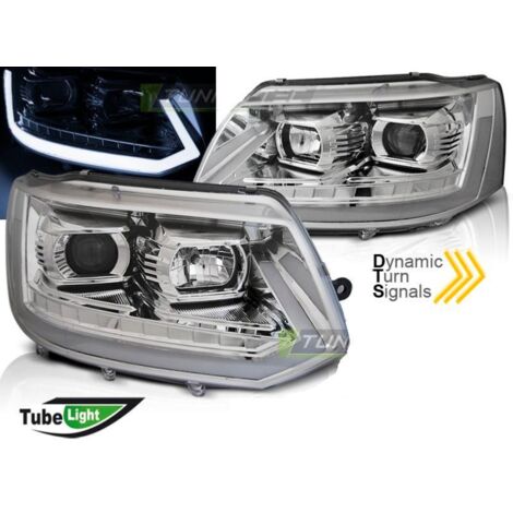 Paire de feux phares VW T5 10-15 LED LTI DRL Chrome-31778905 (1/4)