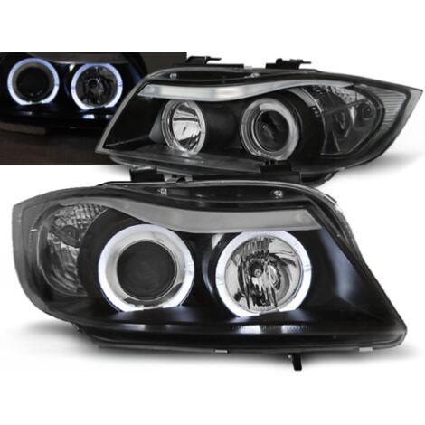 Paire Feux Phares BMW serie 3 E90/E91 de 2005 a 2008 Angel eyes noir-27361186