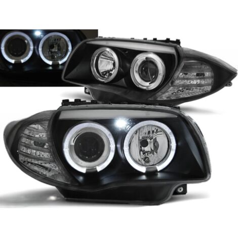 Paire de feux phares BMW Serie 1 E87/E81/E82/E88 de 2004 a 2011 angel eyes noir-27361120