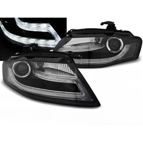 Paire de feux phares Audi A4 B8 de 2008 a 2011 Xenon Daylight DRL led noir-27361048