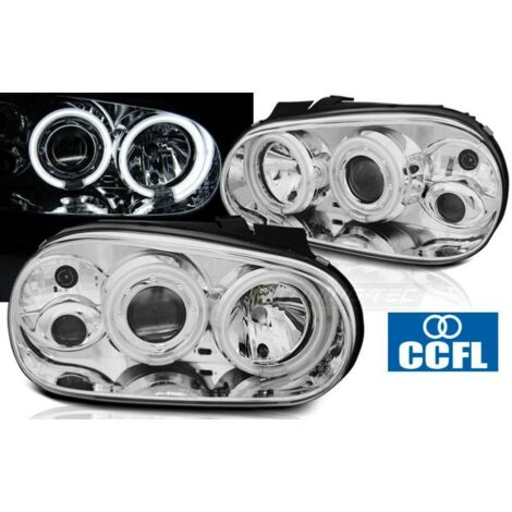 Paire de feux phares VW Golf 4 97-03 angel eyes CCFL chrome-27361916 (1/3)